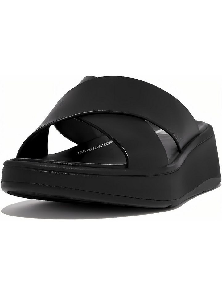 FitFlop F-Mode Leather Flatform Cross Slides Sandale