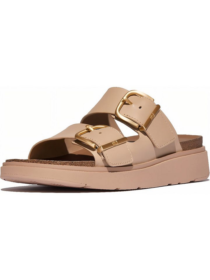 FitFlop Gen-FF Buckle Two-Bar Leather Slides Sandale (beige/braun)