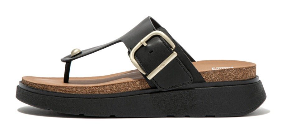 FitFlop GEN-FF Zehentrenner, Keilabsatz, Sommerschuh, Schlappen mit verstellbarer Schnalle (schwarz)