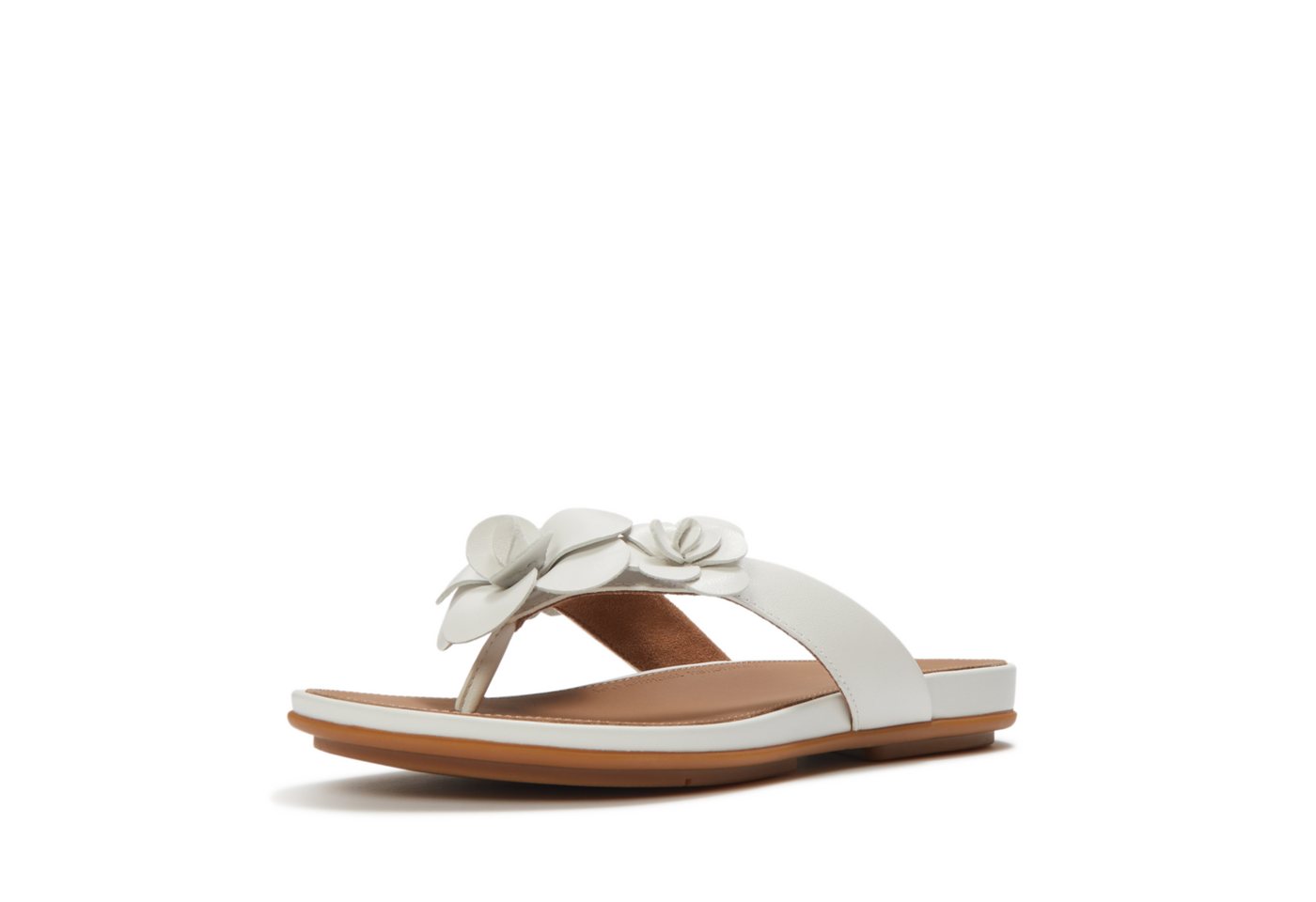 FitFlop GRACIE FLOWER LEATHER FLIP-FLOPS Dianette Zehentrenner, Sommerschuh mit auffälliger Blüte
