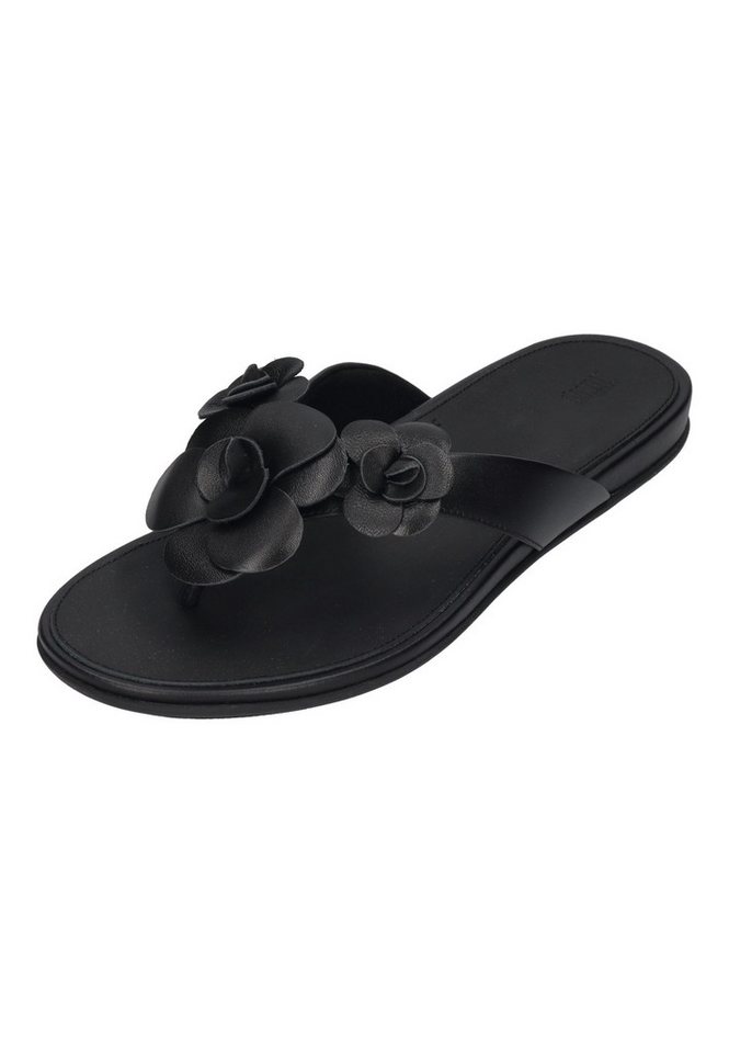 FitFlop GRACIE FLOWER LEATHER Zehentrenner Black