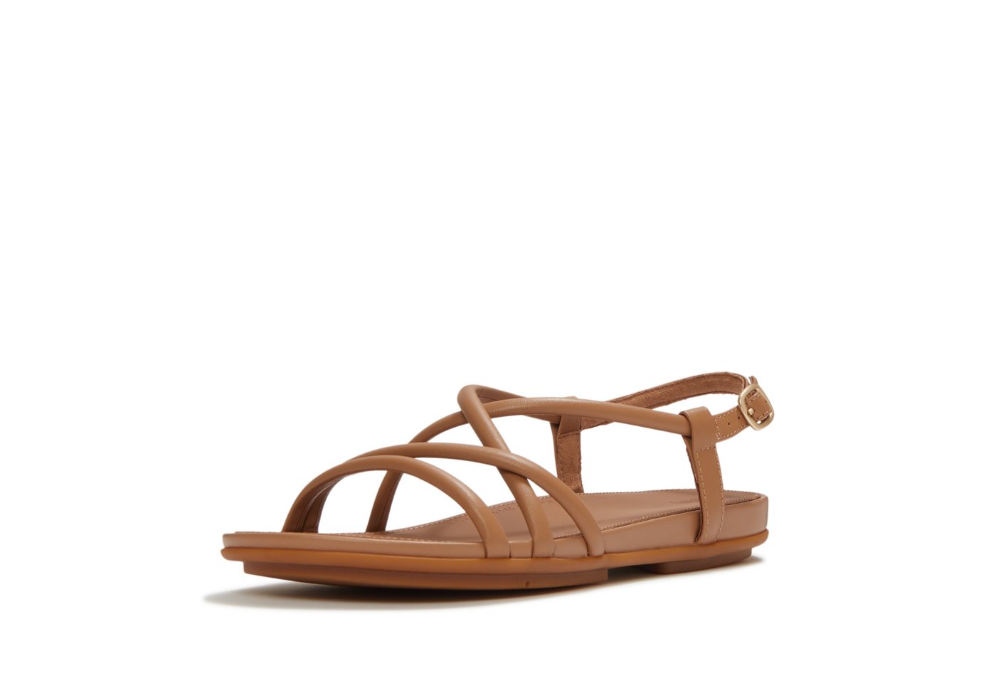 FitFlop GRACIE LEATHER STRAPPY BACK-STRAP SANDALS Riemchensandale Keilabsatz, Sandalette mit verstellbarem Schnallenverschluss (braun)