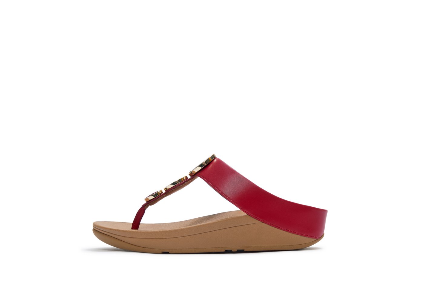 FitFlop HALO BEAD-CIRCLE METALLIC TOE-POST SANDALS Dianette Pool Slides, Pantolette mit dämpfender Zwischensohlentechnologie (rot)