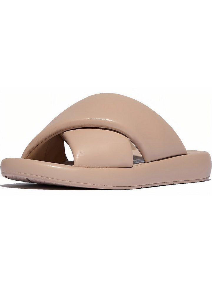 FitFlop Iqushion D-Luxe Padded Leather Cross Slides Sandale