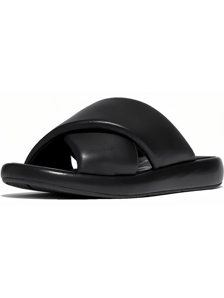 FitFlop Iqushion D-Luxe Padded Leather Cross Slides Sandale