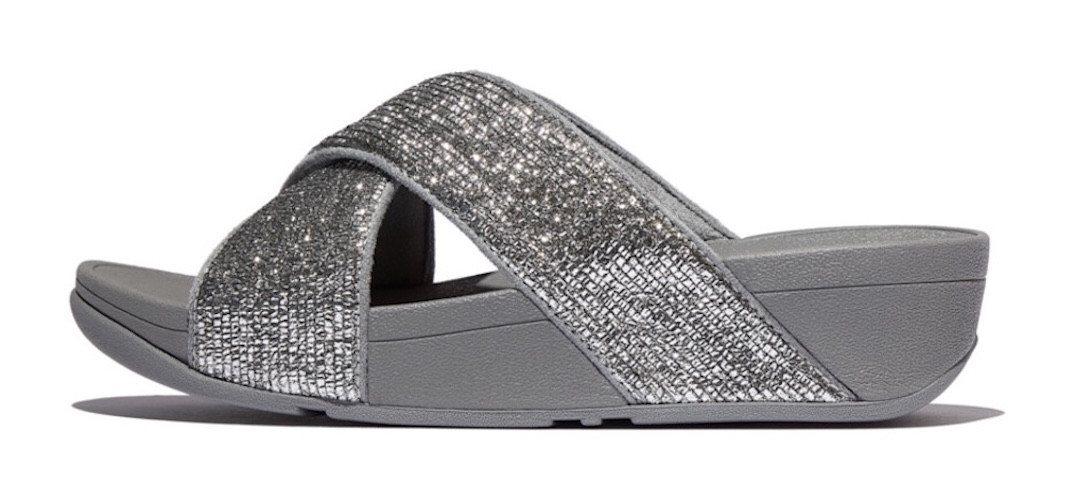 FitFlop LULU CRINKLED SHIMMER Pantolette Slides, Badeschuh, Abendmode mit Glitter