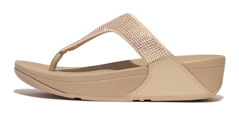 FitFlop LULU CRYSTAL EMBELLISHED TOE-POST SANDALS - HOTFIX Dianette Keilabsatz, Sommerschuh, Zehentrenner mit weichem Zehensteg