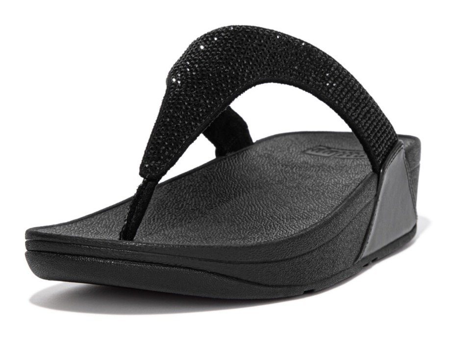 FitFlop LULU CRYSTAL EMBELLISHED TOE-POST SANDALS - HOTFIX Dianette Keilabsatz, Sommerschuh, Zehentrenner mit weichem Zehensteg