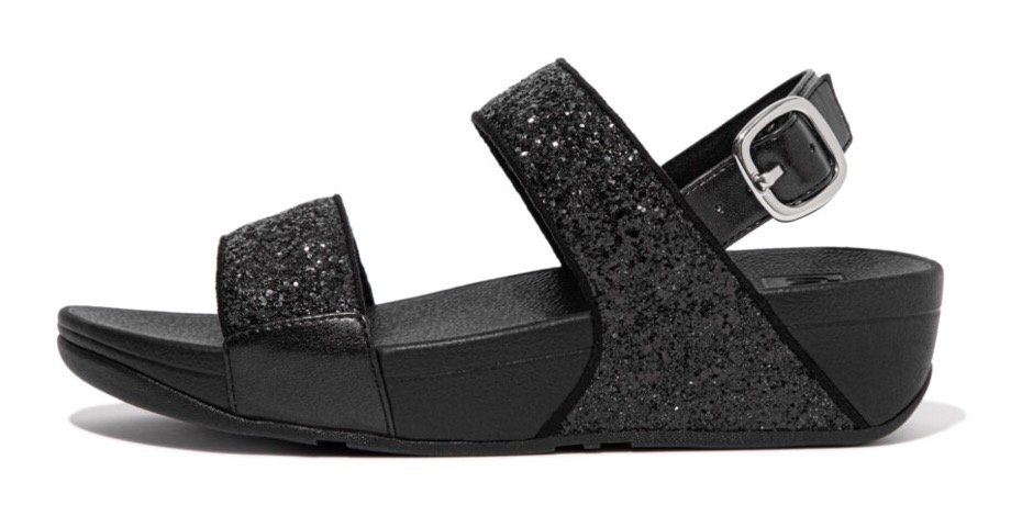 FitFlop LULU GLITTER BACK-STRAP SANDALS Keilsandalette, Sommerschuh, Sandale, Keilabsatz, mit funkelnden Riemchen