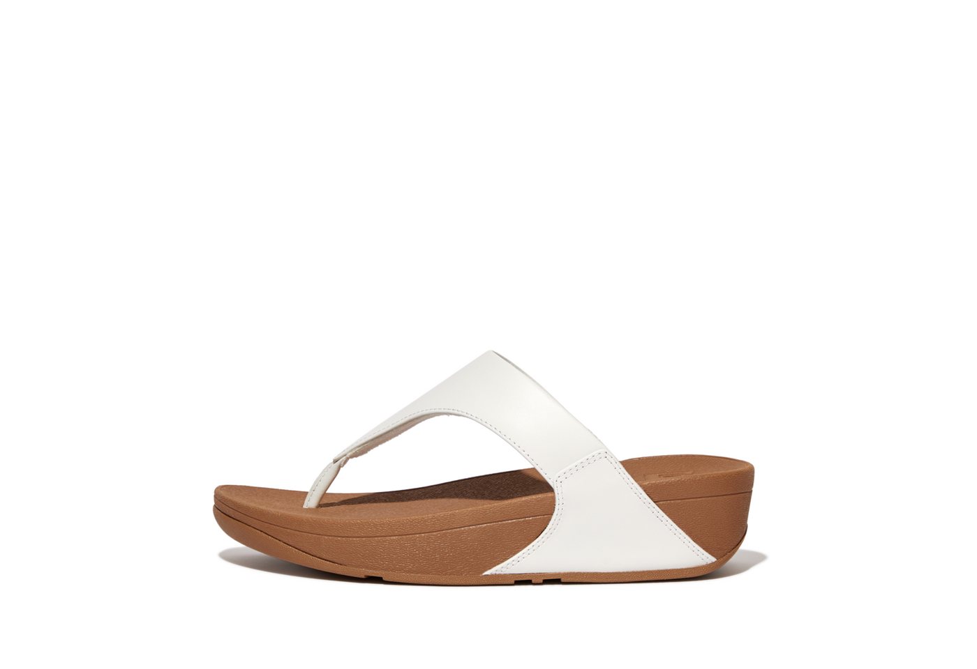 FitFlop LULU LEATHER TOEPOST Dianette Zehentrenner, Pool Slides, Pantolette, Badeschuh mit Keilabsatz (weiß)