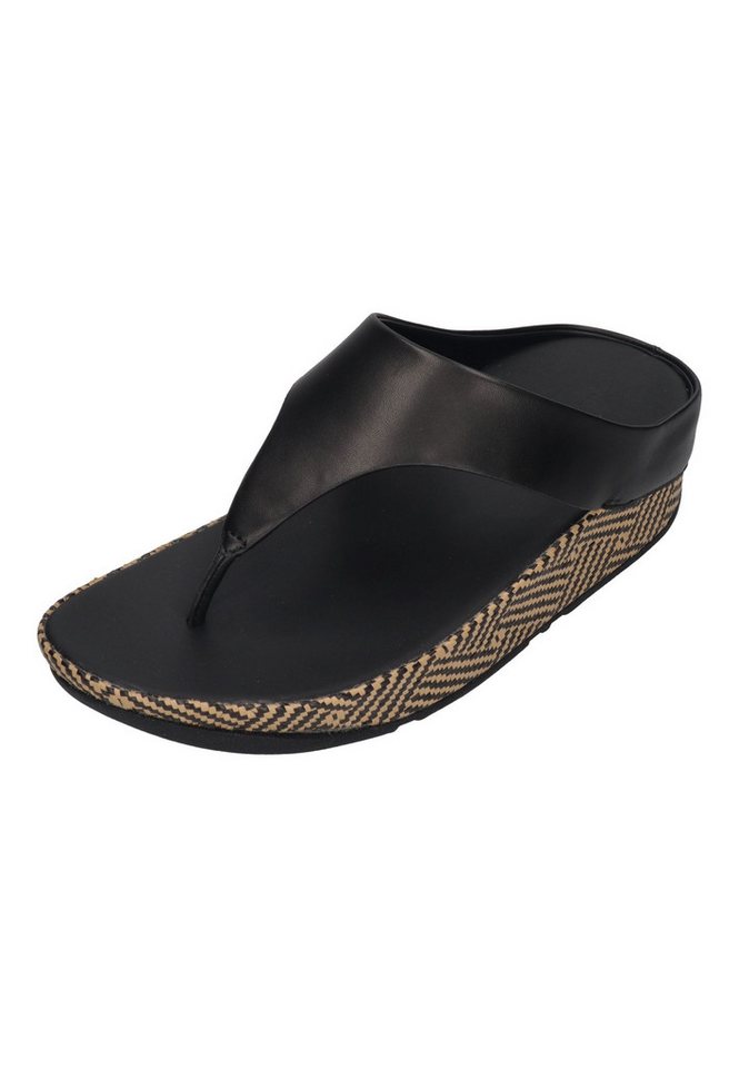 FitFlop LULU LUX GRAPHIC-WEAVE LEATHER TOE-POST SANDALS Zehentrenner Black