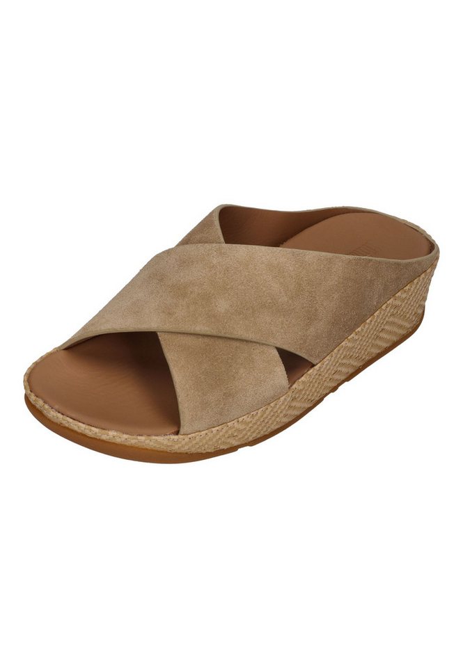 FitFlop LULU LUX GRAPHIC-WEAVE SUEDE CROSS SLIDES Pantolette Cappuccino