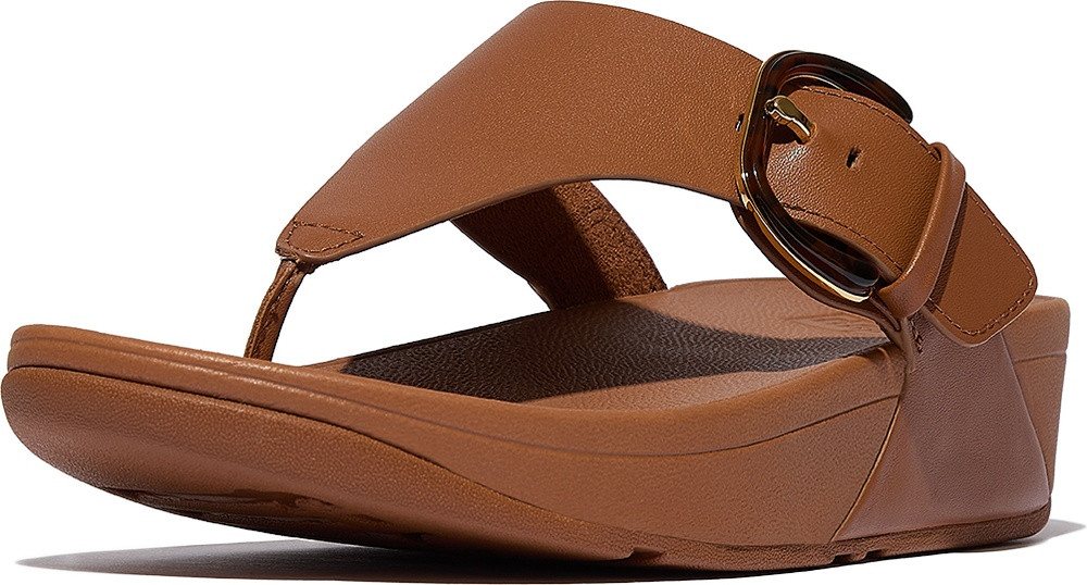 FitFlop Lulu Resin-Buckle Leather Toe-Post Sandals Sandale