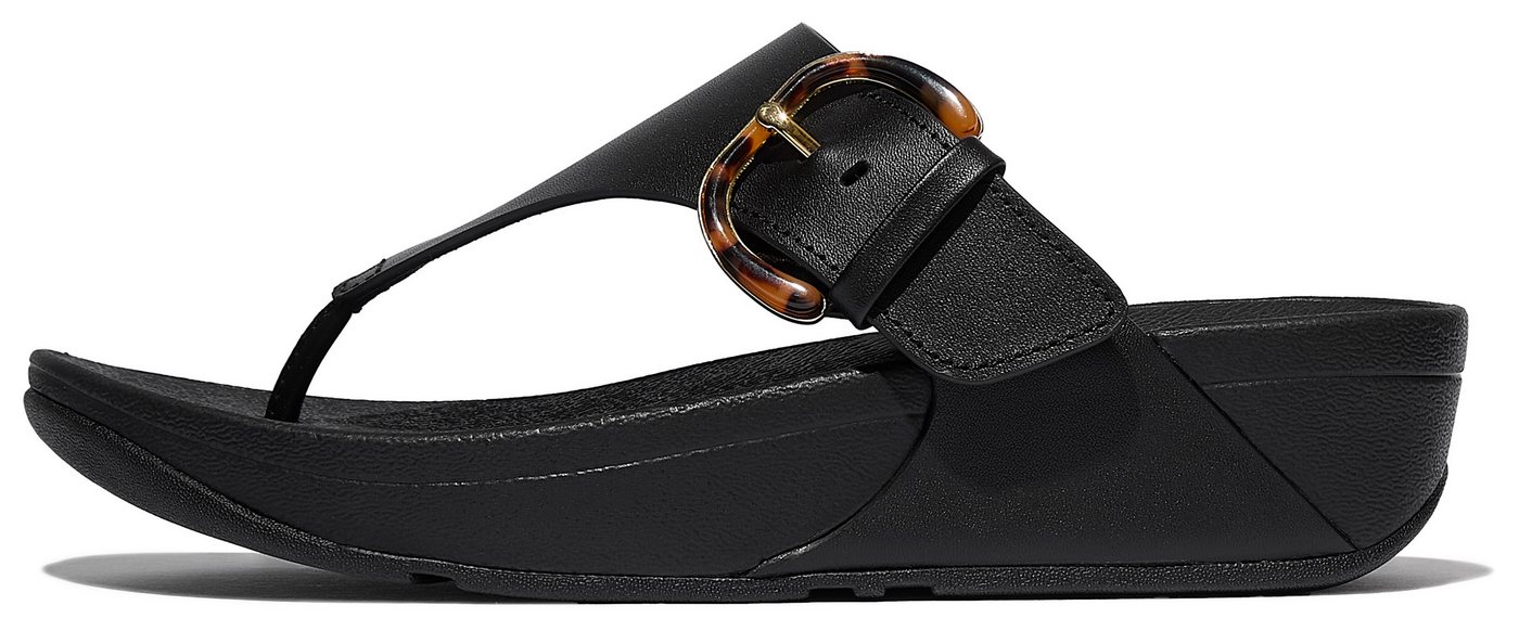 FitFlop LULU RESIN-BUCKLE LEATHER TOE-POST SANDALS Zehentrenner, Pantolette, Slides, Flats mit verstellbarer Schnalle