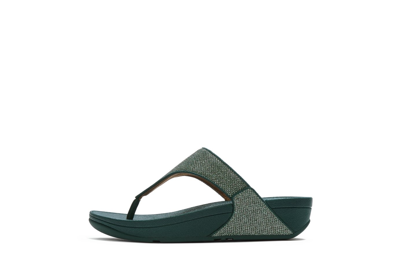 FitFlop LULU SHIMMERGLITZ TOE-POST SANDALS Dianette Keilabsatz, Zehentrenner, Badeschuh, Sommerschuh mit Glitzerdetails (blau)