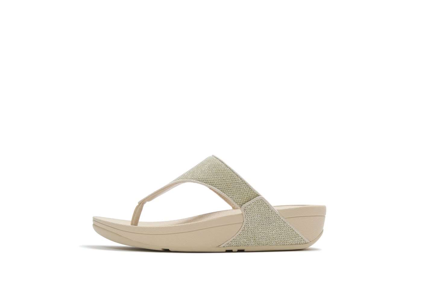 FitFlop LULU SHIMMERGLITZ TOE-POST SANDALS Dianette Keilabsatz, Zehentrenner, Badeschuh, Sommerschuh mit Glitzerdetails