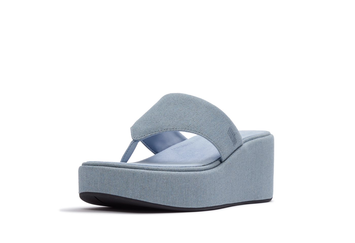FitFlop PLATFFORMS DENIM WEDGE TOE-POST SANDALS Dianette Plateau, Zehensteg, Sommerschuh mit weichem Zehensteg