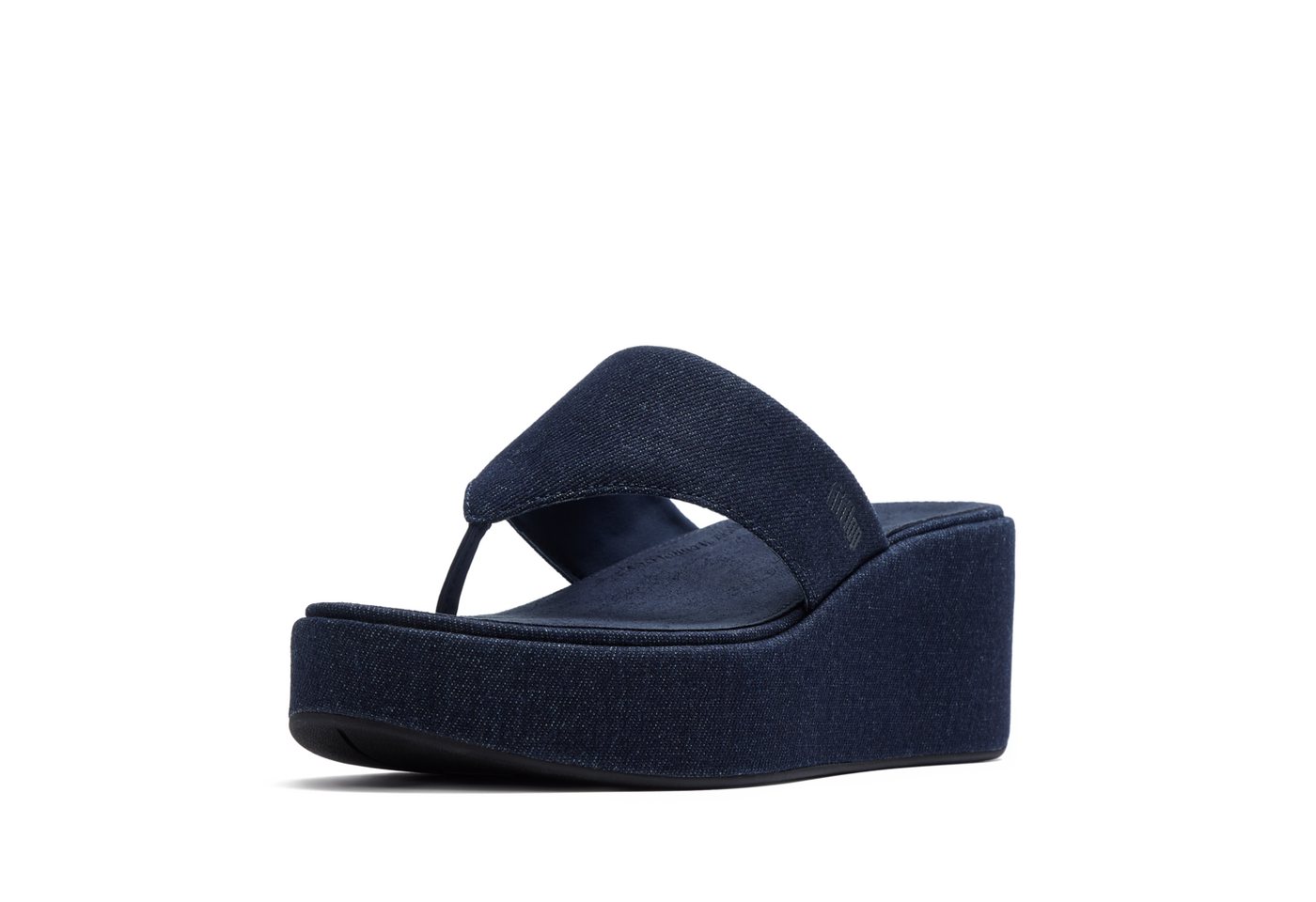 FitFlop PLATFFORMS DENIM WEDGE TOE-POST SANDALS Dianette Plateau, Zehensteg, Sommerschuh mit weichem Zehensteg