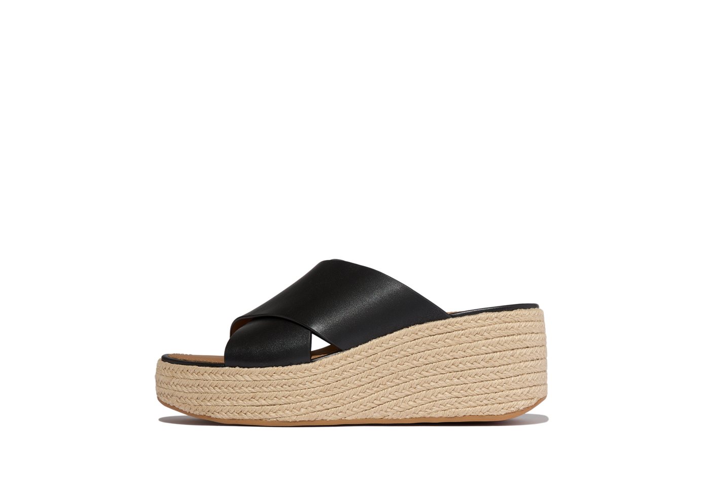 FitFlop PLATFFORMS ESPADRILLE LEATHER WEDGE CROSS SLIDES Pantolette Keilabsatz, Plateau, Sommerschuh mit Wedge