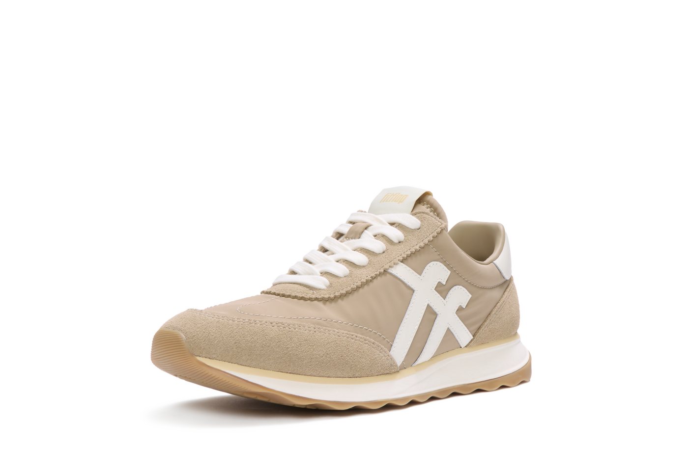 FitFlop RETRO-Q FF FABRIC/SUEDE SNEAKERS Keilsneaker Schnürschuh, Freizeitschuh, Halbschuh mit Kontrastbesatz