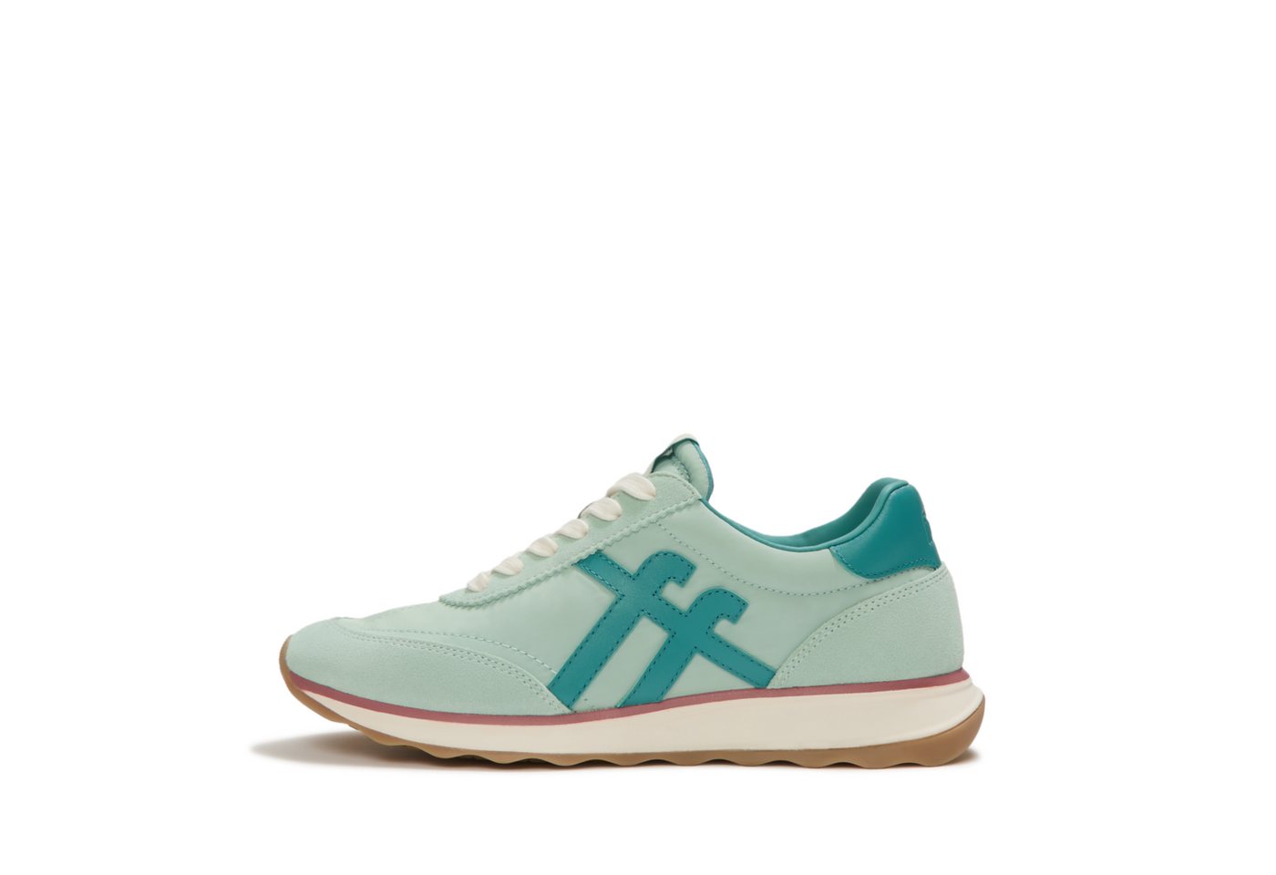 FitFlop RETRO-Q FF FABRIC/SUEDE SNEAKERS Keilsneaker Schnürschuh, Freizeitschuh, Halbschuh mit Kontrastbesatz (grün)