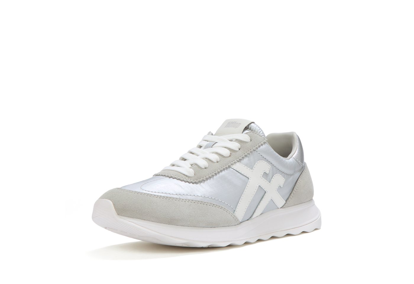 FitFlop RETRO-Q FF METALLIC-FABRIC/SUEDE SNEAKERS Sneaker Freizeitschuh, Halbschuh, Schnürschuh mit Low Profile Sohle