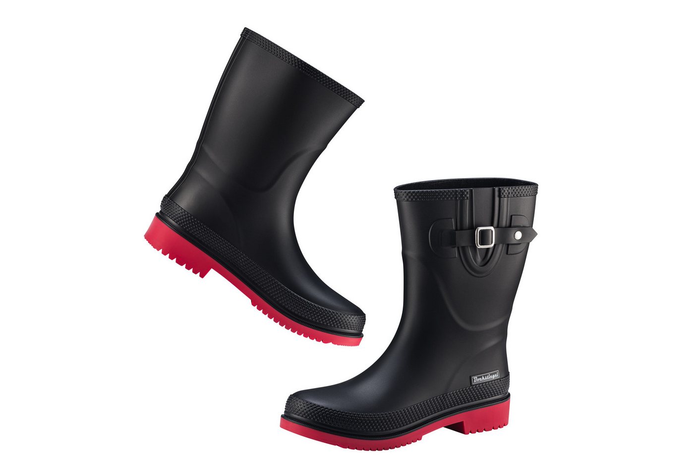 Fjordvik Spanstövlar Regenboots Matte Optik 41 Schwarz-Rot Gummistiefel Perfekt für die Stadt Spaziergänge Gassigehen