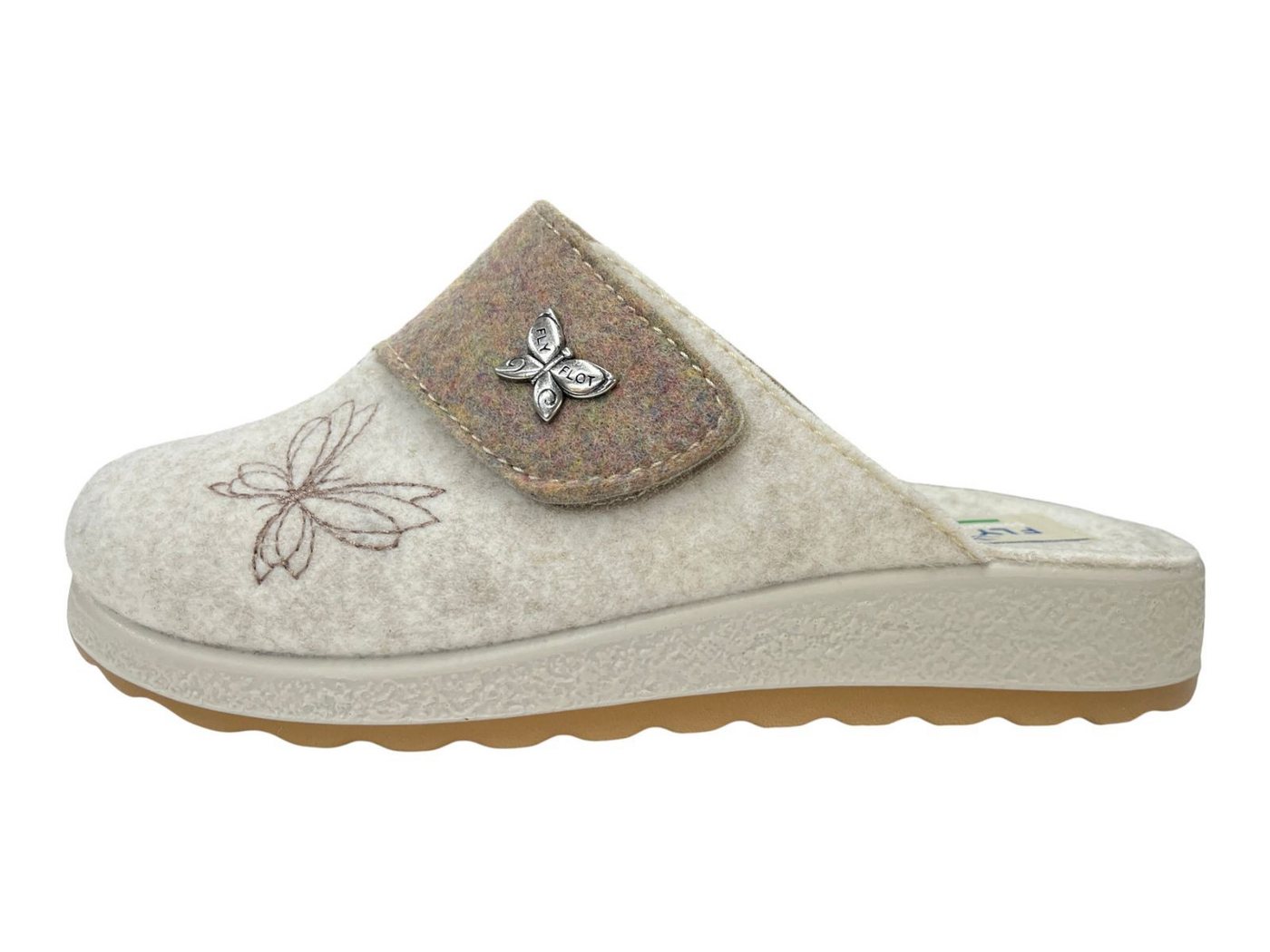 Fly Flot Damen Pantoffel 320249-08 beige Hausschuh