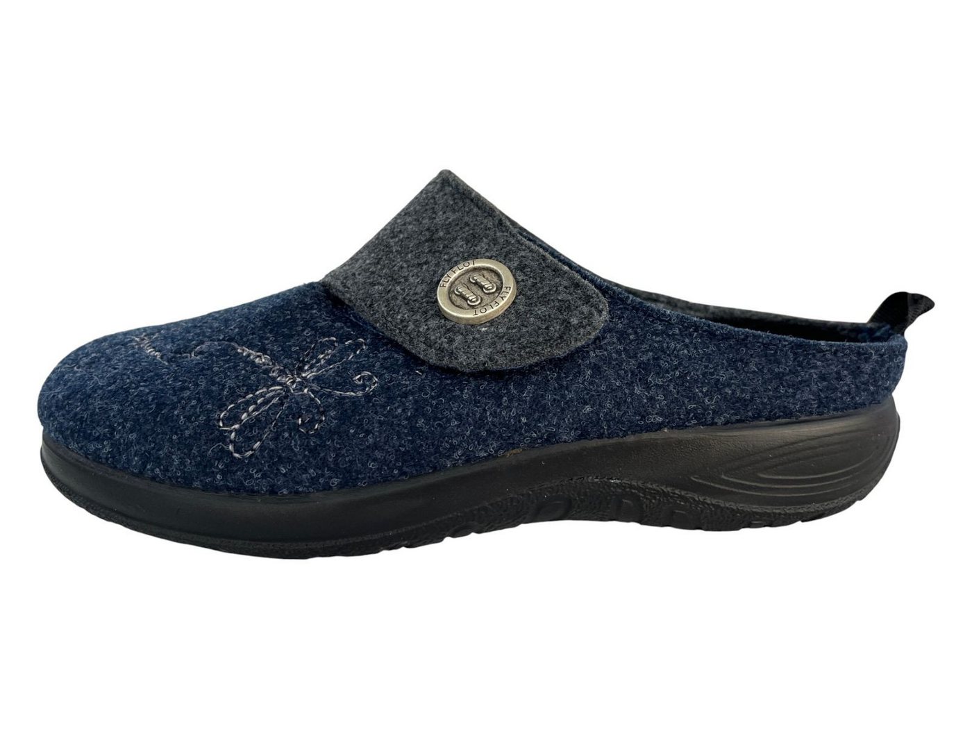 Fly Flot Damen Pantoffel 320300-05 blau Hausschuh