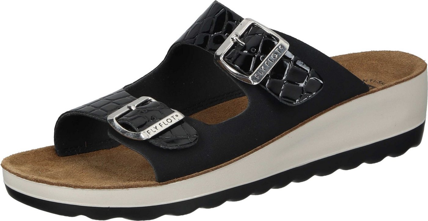 Fly Flot Pantoletten Pantolette aus strapazierfähigem Synthetik (schwarz)