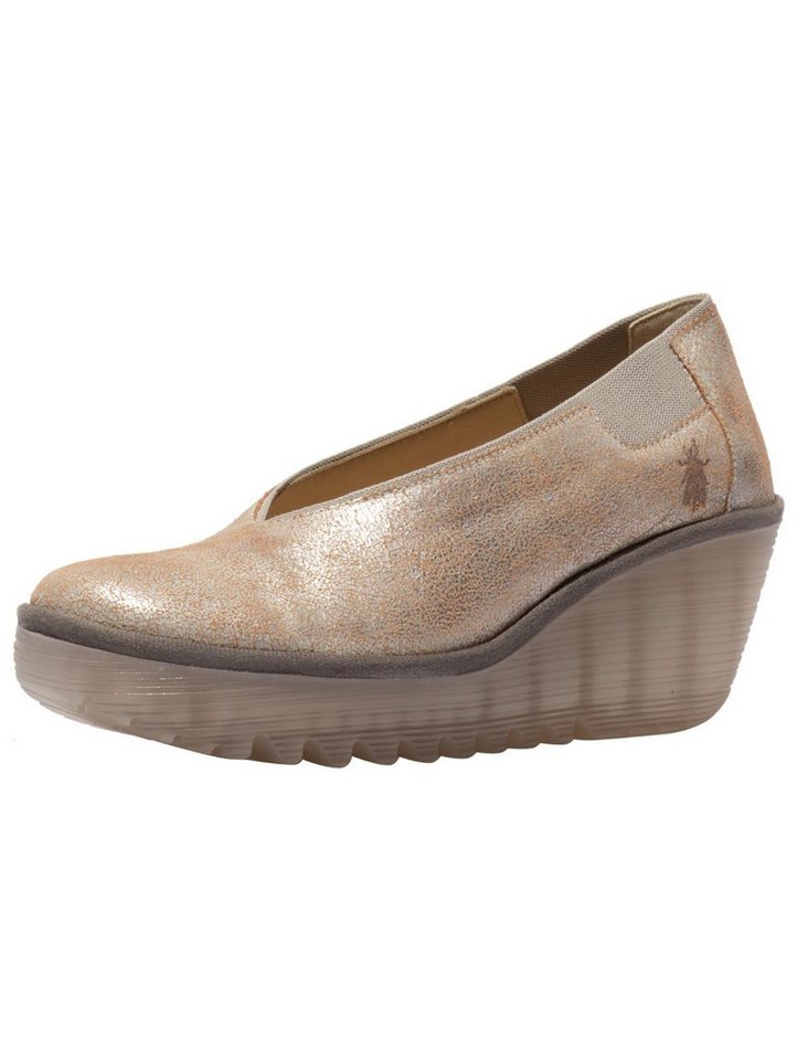 Fly London Pumps Leder Keilpumps (silber)