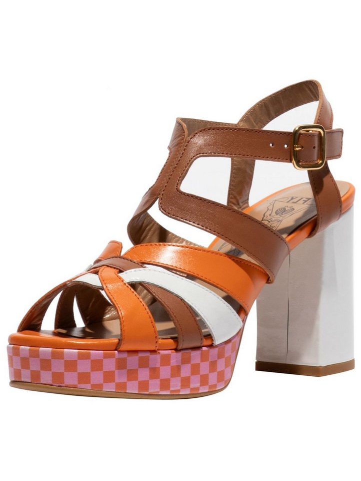 Fly London Sandalen Leder High-Heel-Sandalette (braun/orange)