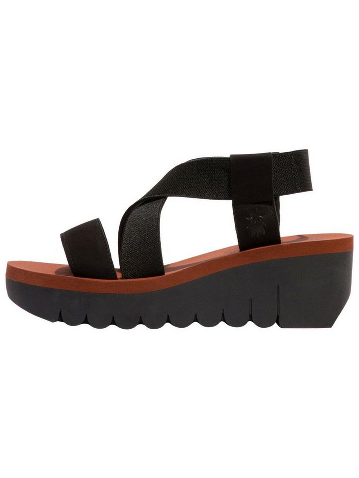 Fly London Sandalen Leder/Textil Keilsandalette