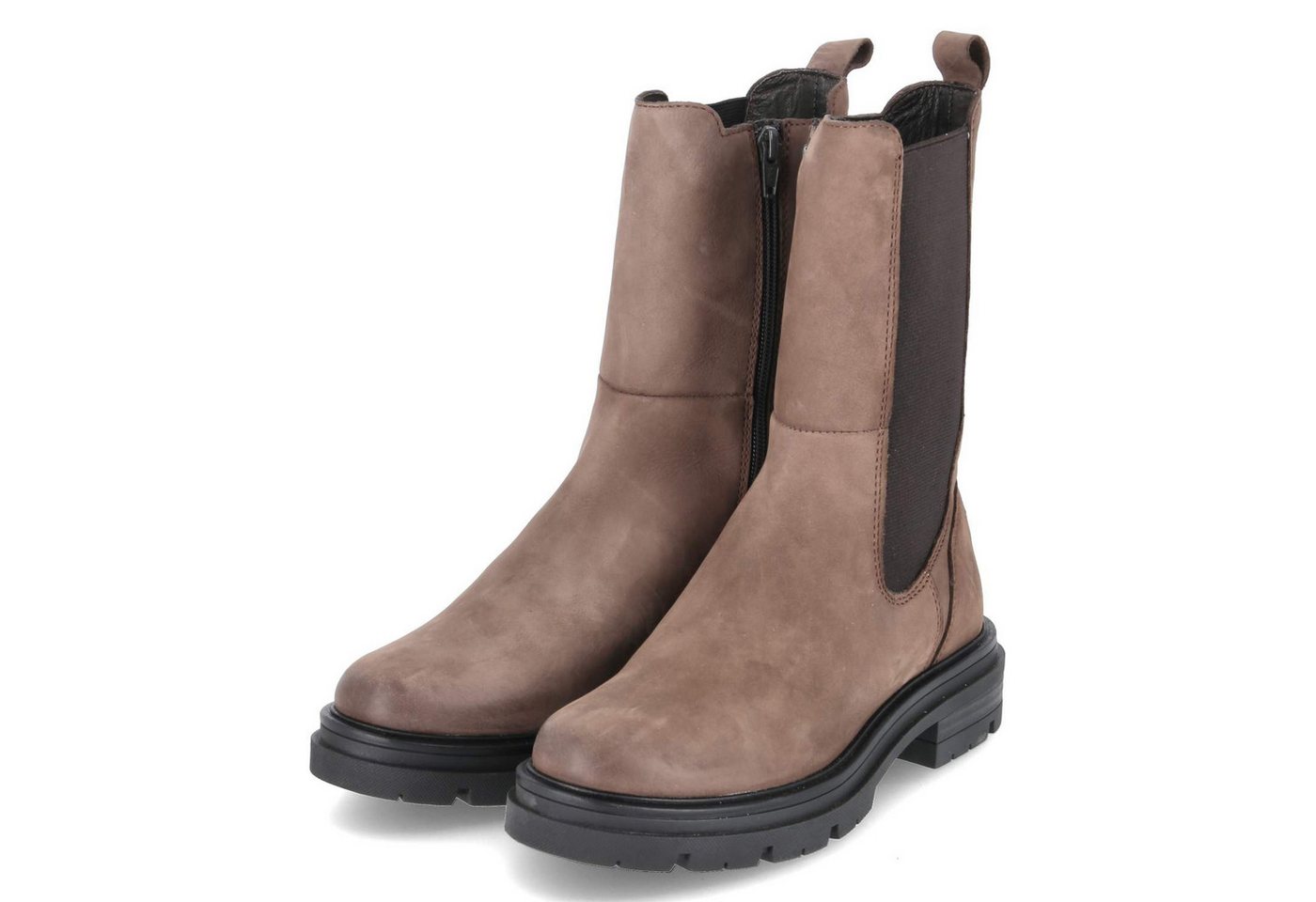 Fräulein Frida Jae-19 moka Damen Rauleder braun Schlupfstiefel