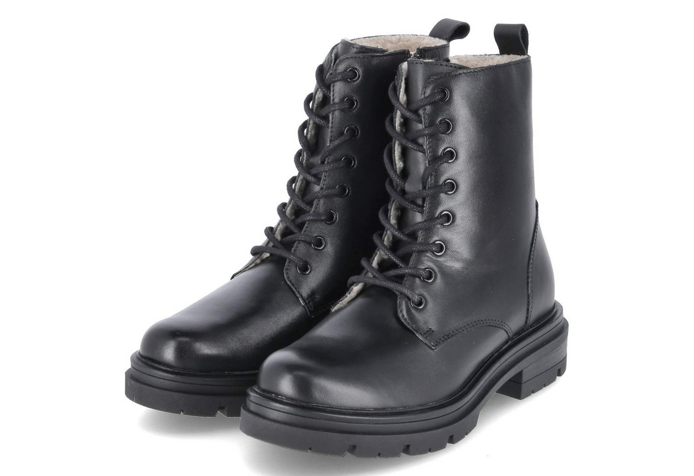 Fräulein Frida Jae-23 black Damen Glattleder schwarz Winterstiefel