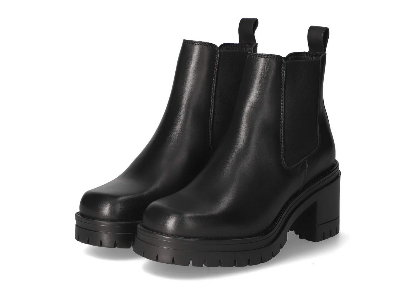 Fräulein Frida W1007 BLACK Damen Glattleder schwarz Schlupfstiefel