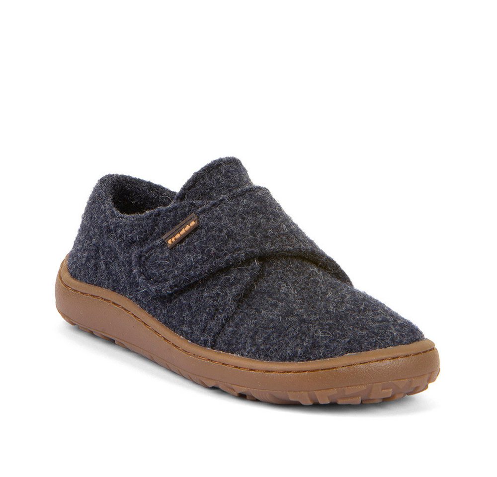 froddo® BAREFOOT WOOLY Hausschuh Klettschuh, Kindergartenschuh mit Wollfutter (blau)