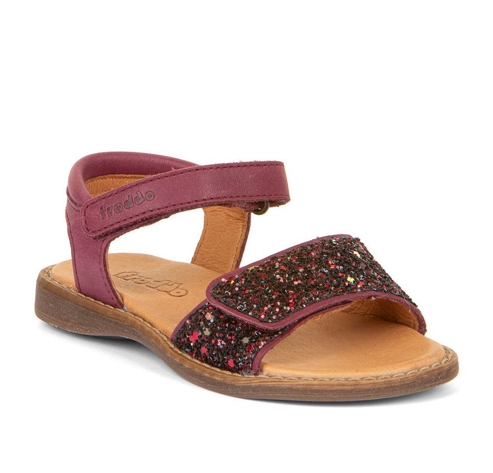 froddo® Lore Sparkle Sandale Sommerschuh, Klettschuh, Sandalette, mit zwei Klettverschlüsse (beerefarben)