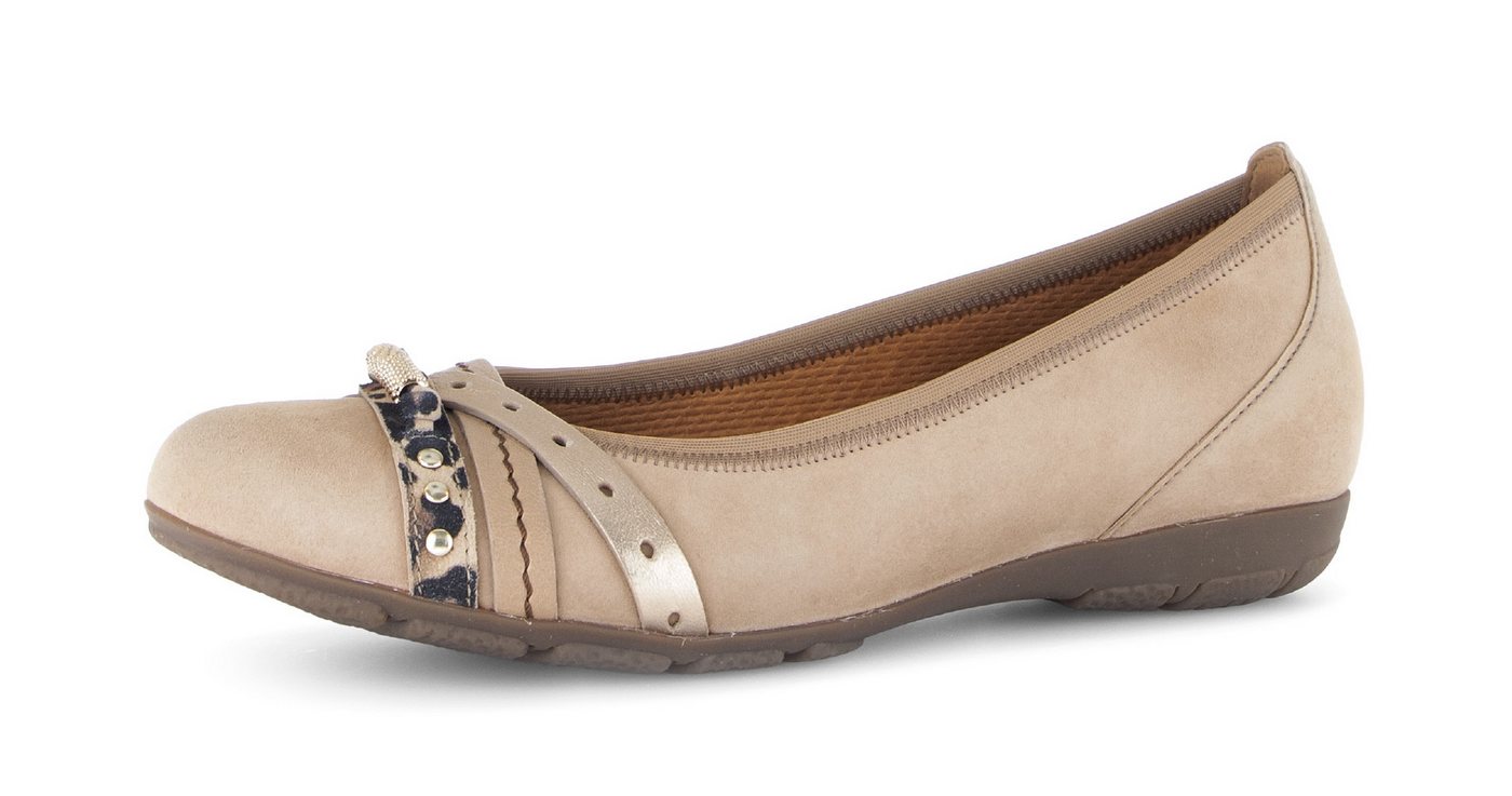 Gabor Ballerina Businessschuh, Schlupfschuh mit Zierelementen in Metallicoptik (beige)