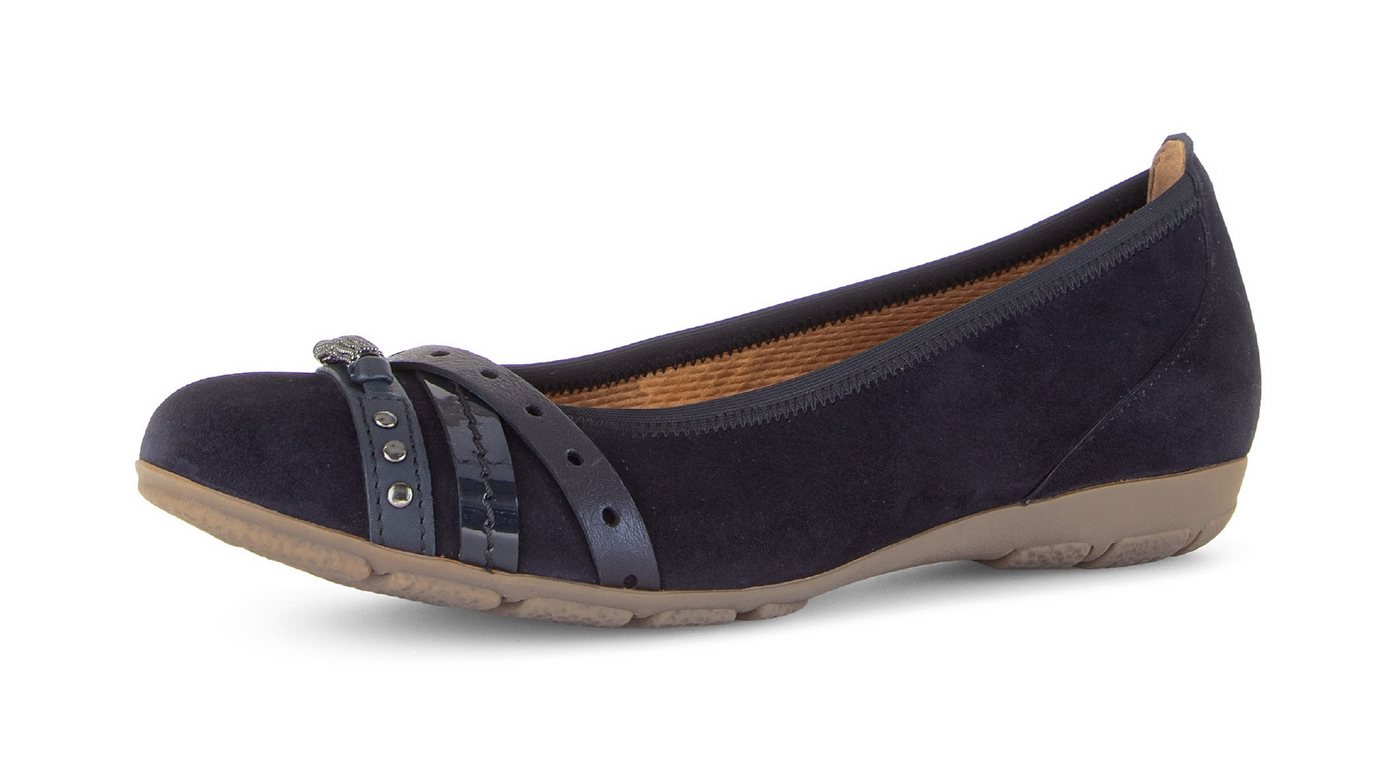 Gabor Ballerina Businessschuh, Schlupfschuh mit Zierelementen in Metallicoptik