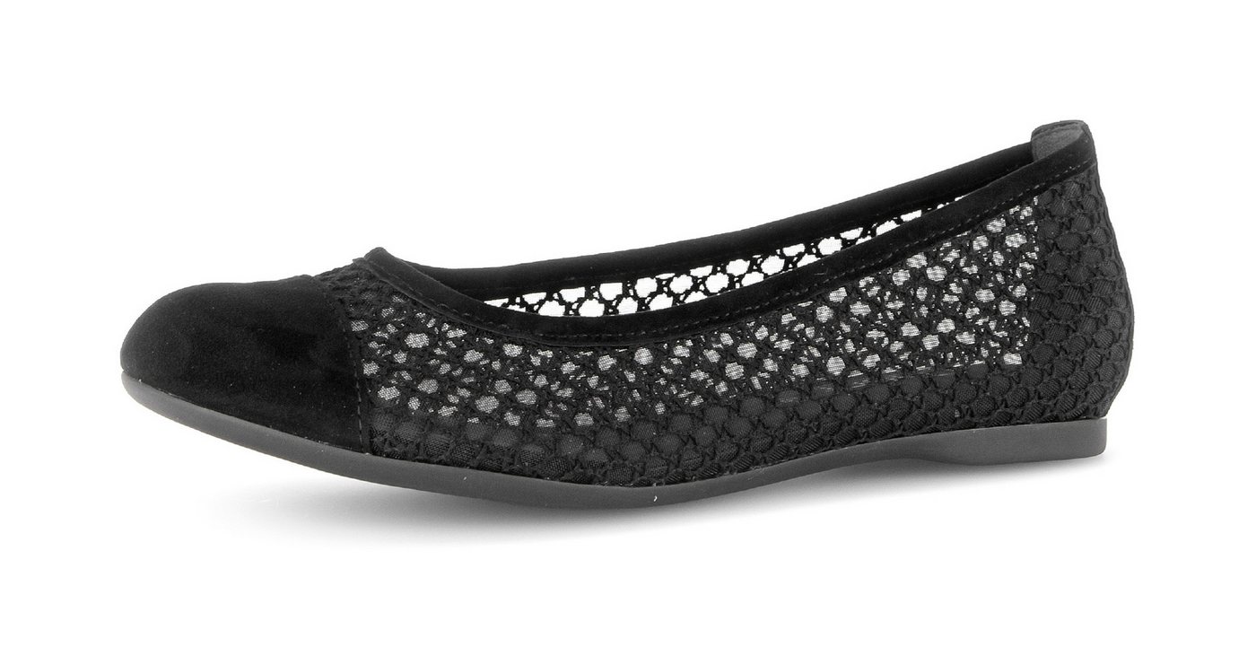 Gabor Ballerina Frühlingsschuh, Schlupfschuh in sommerlicher Häkeloptik (schwarz)