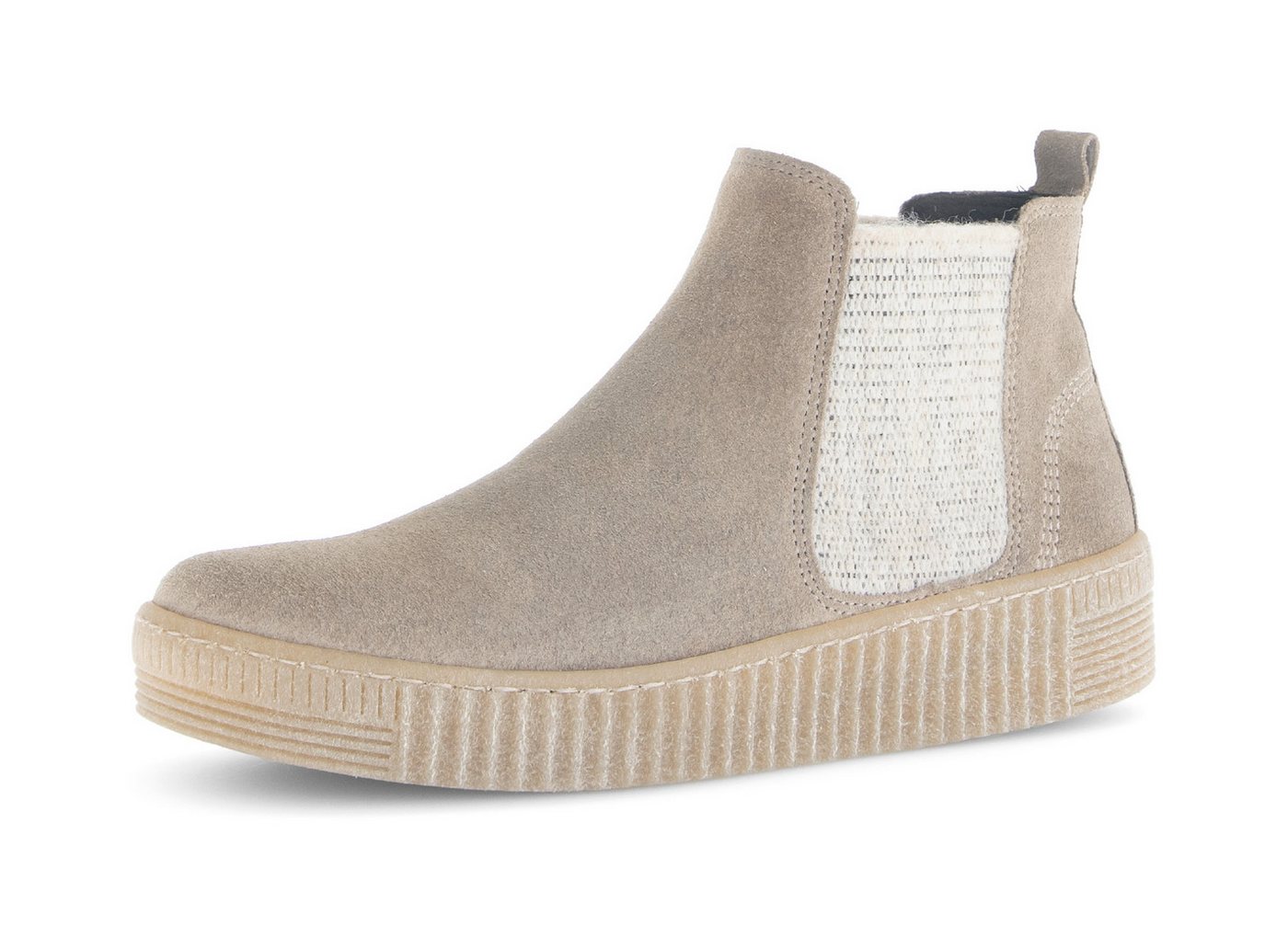 Gabor Chelseaboots, Plateau, Stiefelette, Schlupfschuh mit dezenten Kontrastnähten (beige)