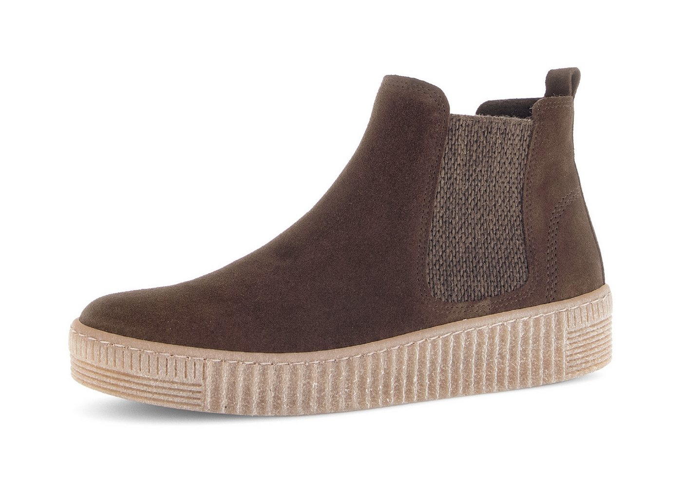 Gabor Chelseaboots, Plateau, Stiefelette, Schlupfschuh mit dezenten Kontrastnähten (braun)