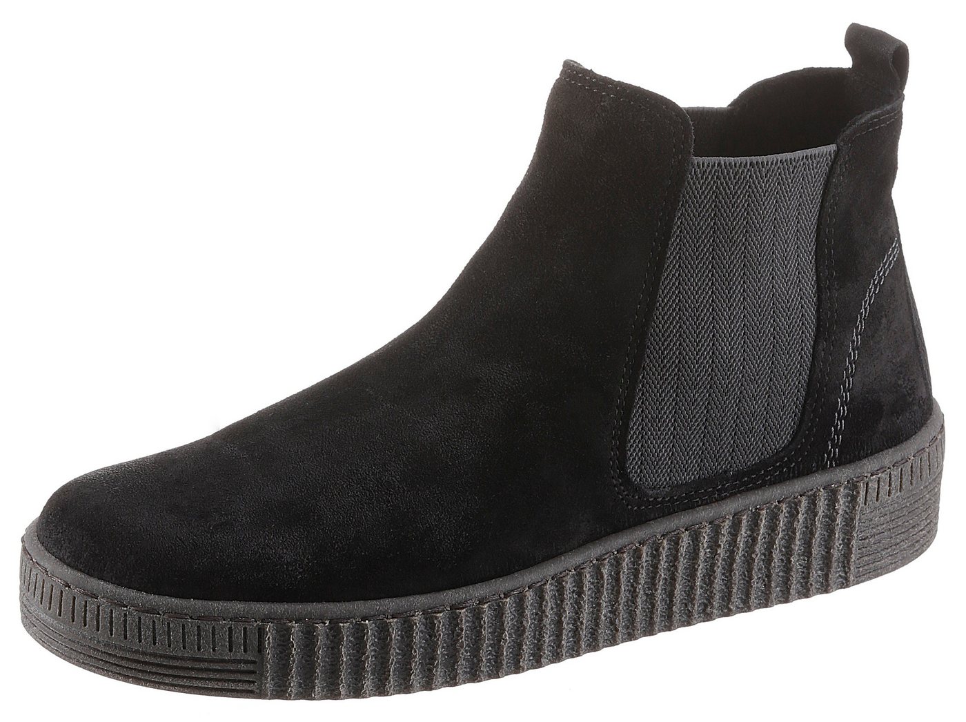 Gabor Chelseaboots, Plateau, Stiefelette, Schlupfschuh mit dezenten Kontrastnähten (schwarz)