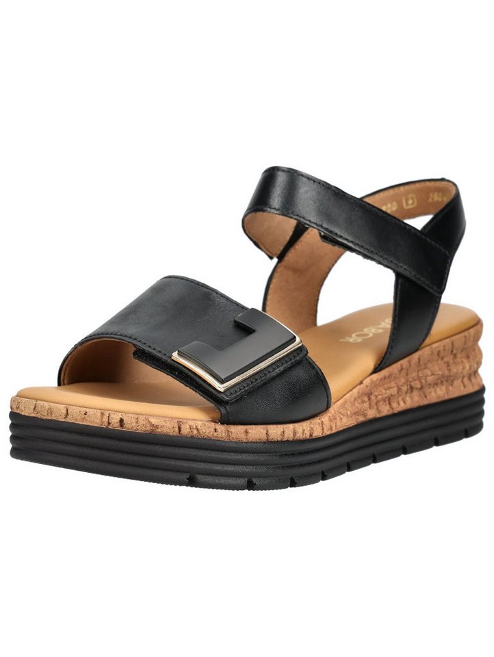 Gabor Comfort Sandalen Glattleder Keilsandalette (schwarz)