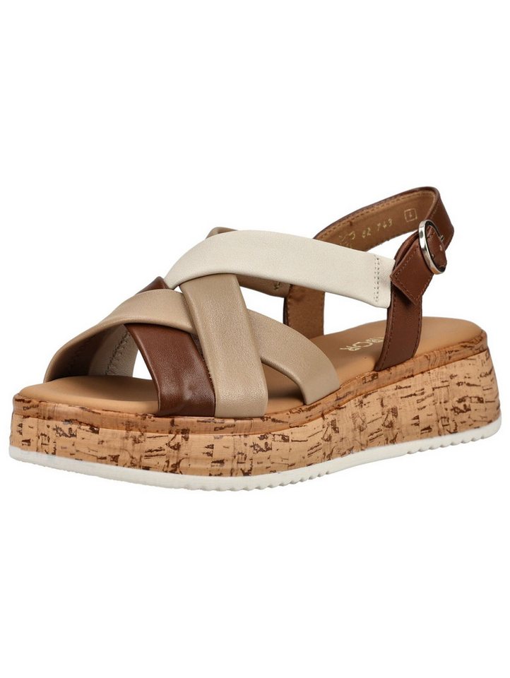 Gabor Comfort Sandalen Glattleder Keilsandalette (weiß/braun)
