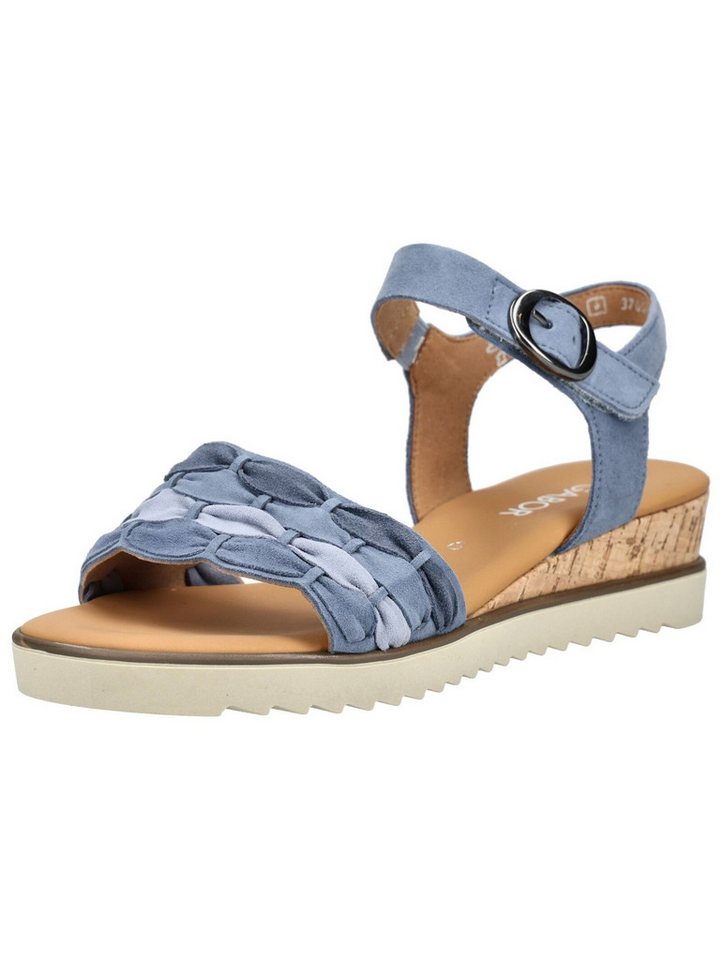 Gabor Comfort Sandalen Leder Keilsandalette (blau)