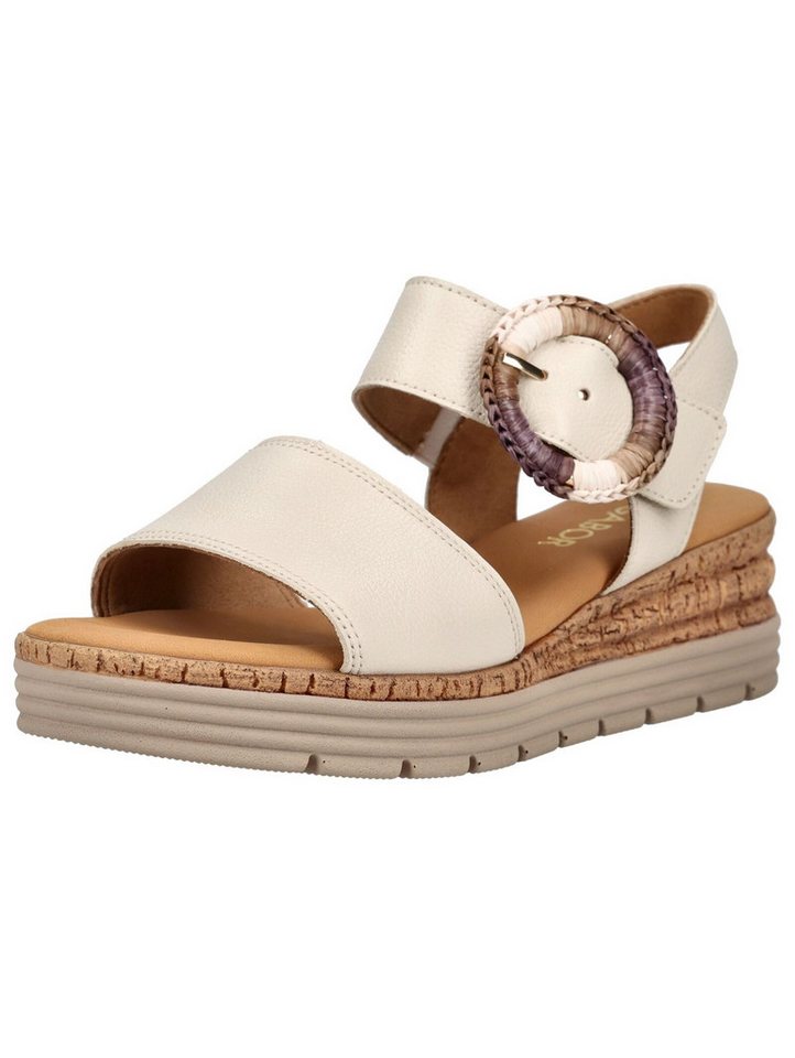 Gabor Comfort Sandalen Leder Keilsandalette (weiß)