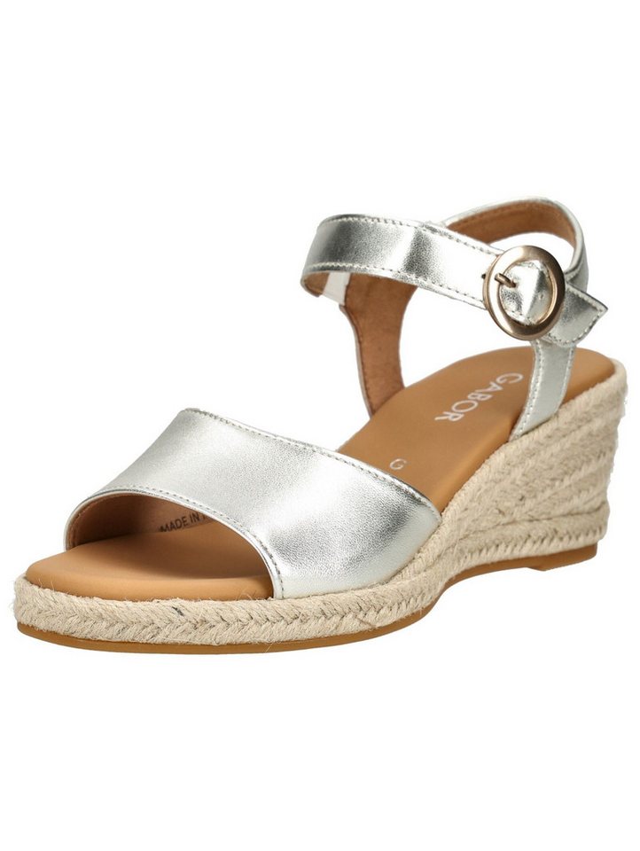 Gabor Comfort Sandalen Leder Keilsandalette (silber)