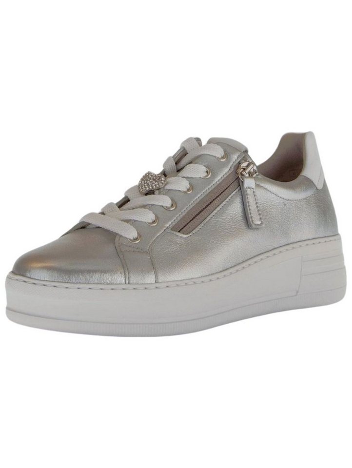 Gabor Comfort Sneaker Nappaleder Sneaker (weiß/silber)